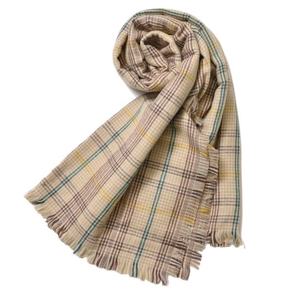 THROW（スロー）DANNY リネンウールカシミアグレンチェックストール S03 18312400...