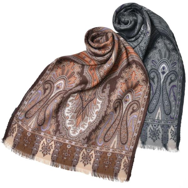 MILA SCHON MILANO（ミラ ショーン ミラノ）ウールシルクペイズリープリントスカーフ ...