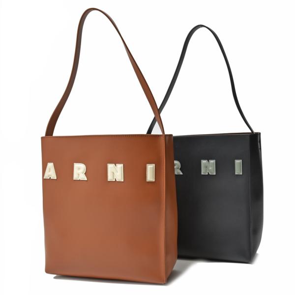 MARNI（マルニ）Museo スムースカーフレザーホーボーバッグ SHMP0111U0 P6483...