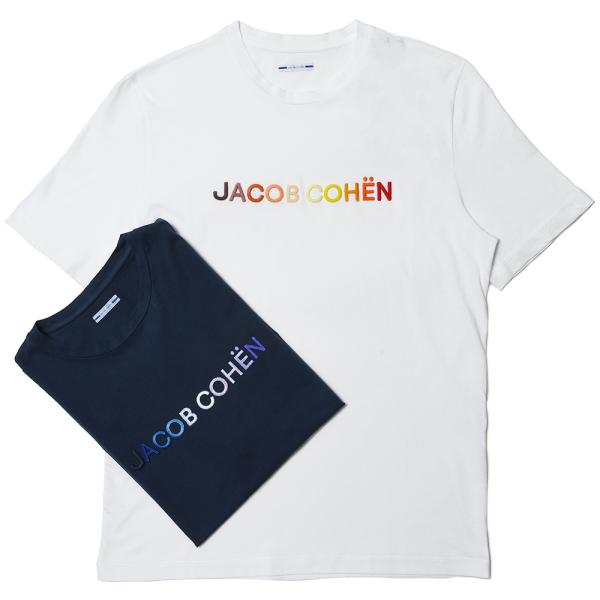 JACOB COHEN（ヤコブコーエン）コットンクルーネックS/S ロゴエンブロイダリーカットソー ...
