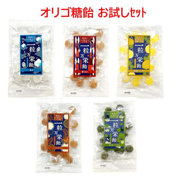 【お試し】オリゴ糖　一粒万栄飴　和風　5種類　たまり 醤油 しお 塩 にっき シナモン 抹茶はっか ...