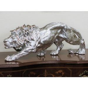 黄金 の ライオン 像 風水 ゴールド 金 獅子 オブジェ 置物 インテリア