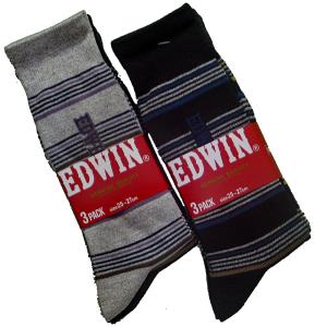 レギュラーソックス 3足セット グンゼ EDWIN ボーダー EWN001K3 メール便
