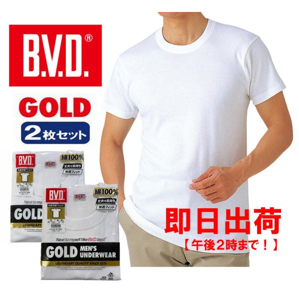 BVD 丸首半袖Tシャツ2枚セット LL GOLD G013LLK2 B.V.D. メール便