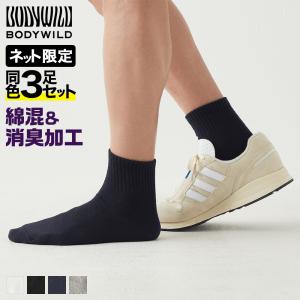 グンゼ ショート丈リブソックス メンズ 靴下 3足組 25-27cm 綿混 消臭 丈夫 カジュアル BODY WILD BDV813｜グンゼ公式ヤフー店