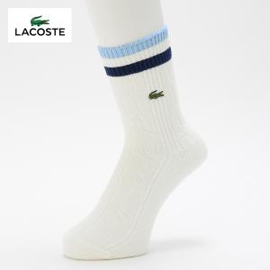 ラコステ ソックス メンズ 綿混 ケーブル柄 ゆったりフィット ショートソックス クルー丈 LACOSTE GUNZE グンゼ LTP524 25-27