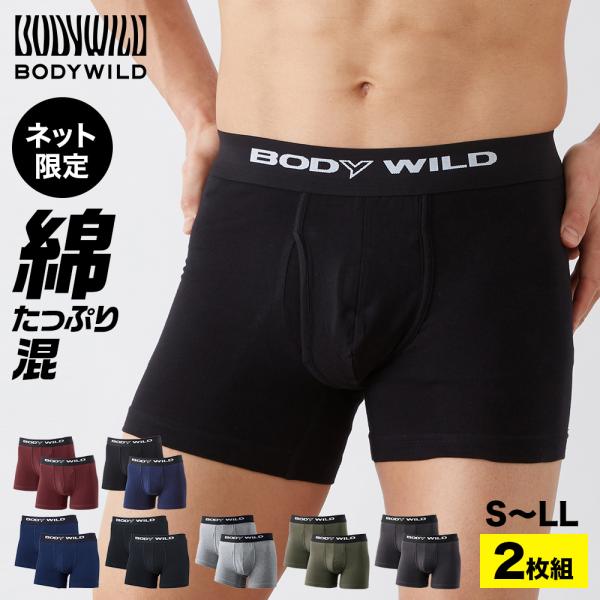 グンゼ GUNZE ボディワイルド BODYWILD ボクサーパンツ メンズ 前開き 2枚組 綿混 ...