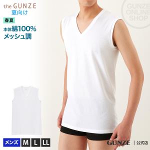 アウトレット グンゼ インナー ノースリーブ メンズ 綿100% 夏 紳士 肌着 V首 メッシュ the GUNZE SUMMER SEASON CK9318N M〜LL