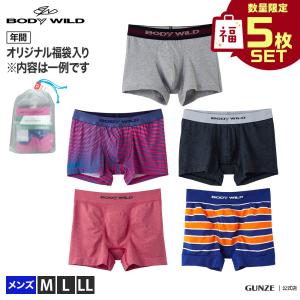 数量限定 福袋 2021 GUNZE グンゼ  BODY WILD ボディワイルド  BODYWILDボクサーパンツ5枚組 メンズ  新春 正月 福袋 MXBW975 M〜L