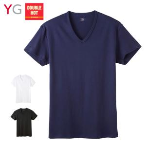 在庫無し非公開グンゼ インナー 秋冬 メンズ 半袖 Vネックシャツ 秋冬 あったか V首 綿100 保温 下着 YG ワイジー ダブルホット YV0715