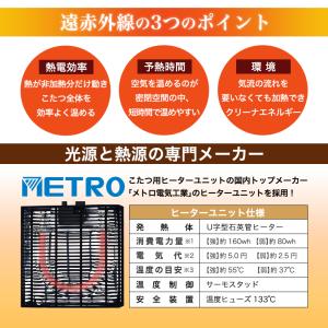 パーソナルこたつ3点セット ハイタイプ 70×...の詳細画像5