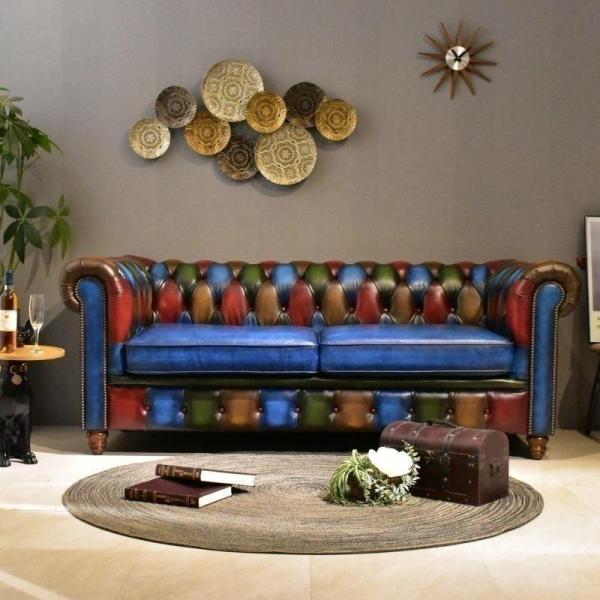 ソファ ソファー 3人掛け チェスターフィールド 革 本革 レザー 総革 3人掛けソファ 本革 アン...