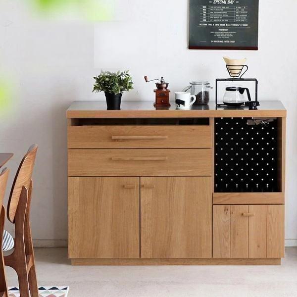 日本製 120cm幅 キッチンカウンター ステンレス天板 レンジ台 食器棚 キッチンボード レンジボ...