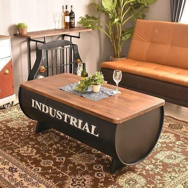 センターテーブル 幅118cm ドラム缶 ドラム缶型 センターテーブル おしゃれ インダストリアル ...