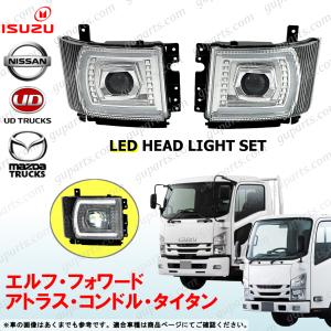 07 エルフ フォワード アトラス コンドル タイタン LED ヘッドライト 左右セット ドレスアップ カスタム プロジェクター 24V　いすゞ UD｜guparts04