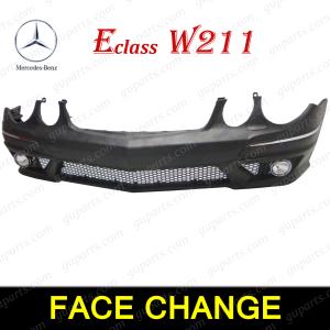 ベンツ W211 E63 AMG LOOK 211077 211277 2006〜2010 後期 フロント バンパー セット グリル エアロ パーツ 穴 無 A 2118800140｜guparts