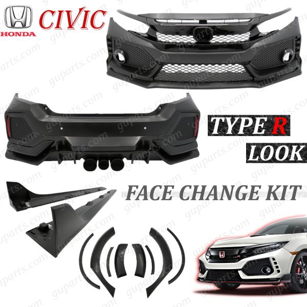 新型 シビック セダン FC1 → タイプ R キット フロント リア バンパー サイド スカート ...