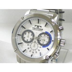 TECHNOS◇タグ付/クロノグラフ/クォーツ腕時計/アナログ/--/BLK/BLK
