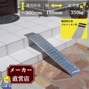 【騒音防止ゴムパッキン付き】段差解消スロープ 適用段差30cmまで 耐荷重350kg 幅180mm 長さ900mm 玄関 車いす ベビーカー 縞鋼板製 HSP-300 法山本店｜メーカー公式直営店ぐれとんファクトリー