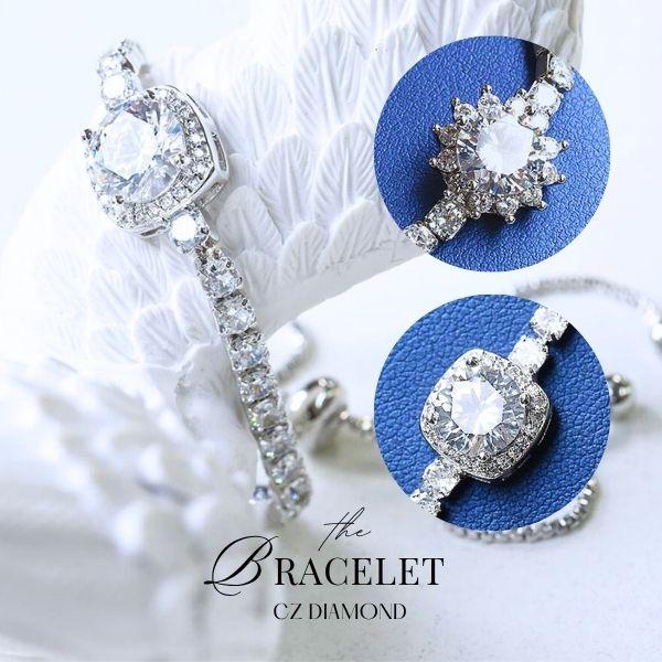 モアサナイト ブレスレット 　SランクダイアモンドCZ  サンフラワー ハーフエタニティ スライドブ...