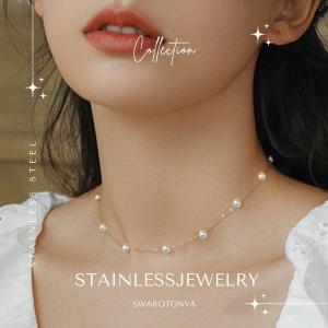 パール ステーション ネックレス  ステンレス