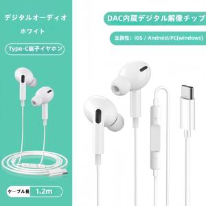 Type-Cイヤホン 高音質 DAC内蔵 立体声 カナル型 マイク付 ノイズキャンセリング iPhone・Android・PC（Windows）対応