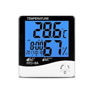RONGCE 温度計湿度計 デジタル 高精度、時計温度湿度計測定器、バックライト機能LCDディスプレイ室温計