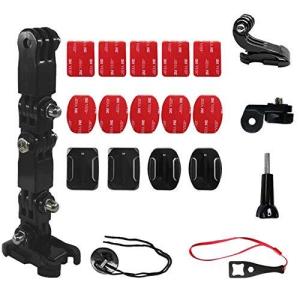 オートバイ ヘルメット 顎 ブラケット GoPro用オートバイヘルメットチンスイベル3ウェイピボット回転マウントキット