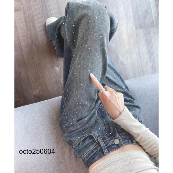 キラキラデニムパンツラインストーンデニム