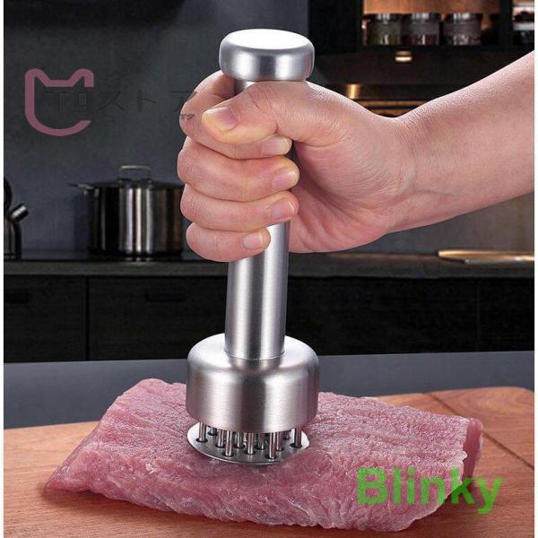 肉筋切り器 ステンレス鋼 ミートテンダライザー 肉たたき 手動ステーキハンマー とんかつ キッチン用...