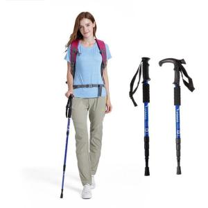 トレッキングポール 登山ステッキ ストック 軽量 T型グリップ ４段式 登山用杖 軽量 ウォーキングポール 登山杖