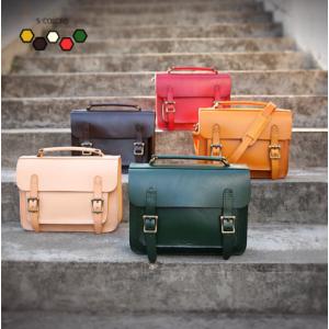 メンズ バッグ 手染め手縫い  栃木レザーショルダーバッグ 総 ハンドバッグ 書類鞄 ビジネスバッグ