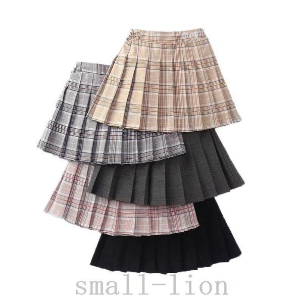 韓国子供服スカート女の子ボトムスプリーツスカートミニ丈学院風キッズ春秋おしゃれカジュアルチェック柄フ...