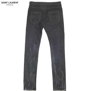 送料無料 Y879f Laurent サンローランパリ Saint カラー ダメージ ジーンズ メンズ Y879f Laurent ジーンズ 加工 Paris スリム デニム 4104 14a 11 ガッツブランドショップ