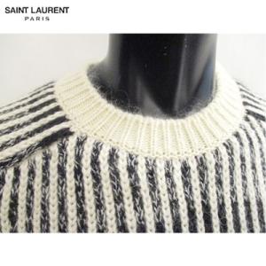 サンローランパリ SAINT LAURENT PARIS メンズ トップス ニット セーター アルパカ地使用・ストライプ柄セーター 白