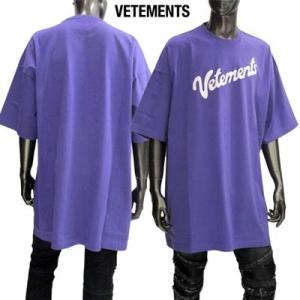ヴェトモン VETEMENTS メンズ トップス Tシャツ 半袖 ロゴ milka VETEMENTSロゴプリント・ロゴ刺繍オーバーサイズTシャツ 紫  (R48000) GB02S