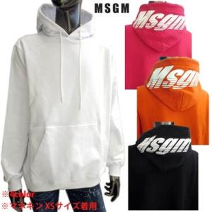 エムエスジーエム MSGM メンズ トップス パーカー フーディー ロゴ 4color ユニセックス可 フードMSGMスラッシュロゴパーカー  白/ピンク/オレンジ/黒 (R35200)