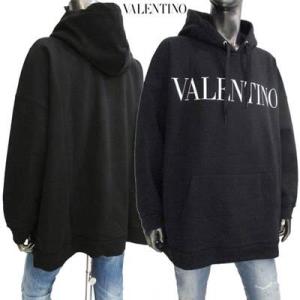 ヴァレンティノ VALENTINO メンズ トップス パーカー フーディー ロゴ ユニセックス可 フロントVALENTINOロゴプリント付パーカー  バレンチノ バレンティノ