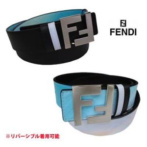 フェンディ レザーベルト メンズ リバーシブル FENDI FFバックル ズッカ柄 グラデーション 7C0424AHUY