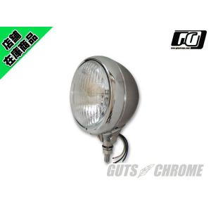 ハーレー ラウンドリム ヘッドライト 4.5インチ ガッツクローム 極美品 GUTS CHROME（ガッツ クローム） 4．5インチ ラウンドリムヘッドライト