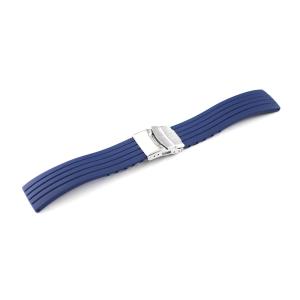 腕時計 ベルト ラバー 弓カン 20mm 22mm ネイビー 紺 三つ折れ