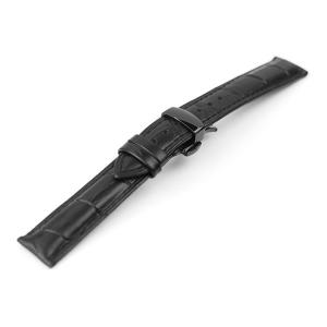 腕時計 ベルト 20mm レザー 黒 バックルタイプ プッシ...