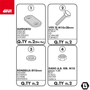 GIVI D323KIT フィッティングキット スクリーン用／HONDA PCX 125-150 (10 - 13)専用／ジビ｜guubeat-moto