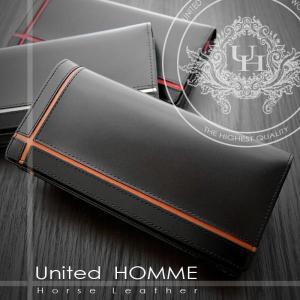 united HOMME　馬革×牛革センターラインデザイン紳士長財布　UH-1074　3色展開　シンプルデザインのホースレザーウォレット｜guyna-shop