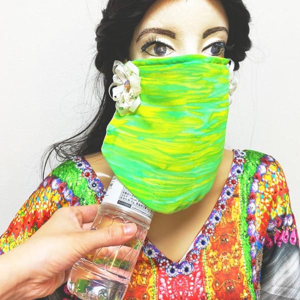 フェイスベール　face veil アラブ風マスク（冷感タイプ　シフォングリーン）洗える！飲食しやす...