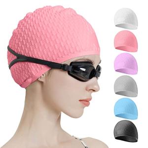 Tripsky シリコン水泳キャップ 快適な水泳帽 カーリーショートミディアムロングヘアに最適 レディース&メンズ水泳キャップ