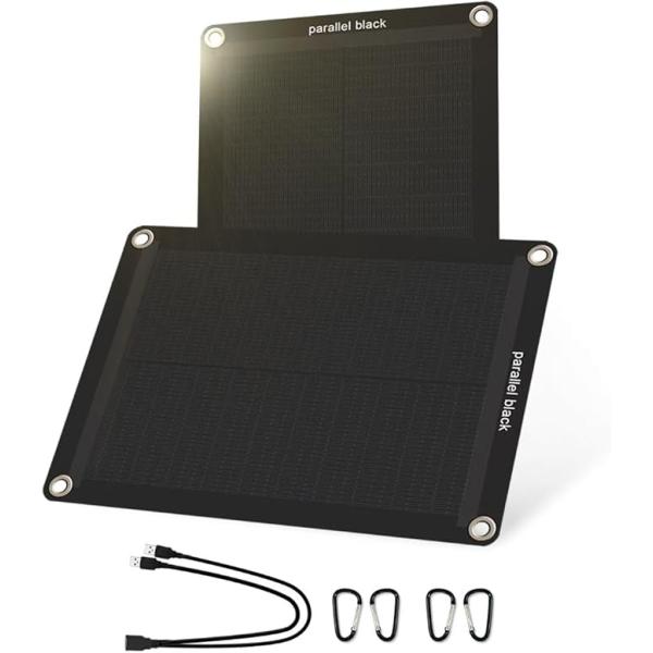 parallel black 12W = 6W２枚組 ソーラーパネル USB出力 5Vソーラーチャー...