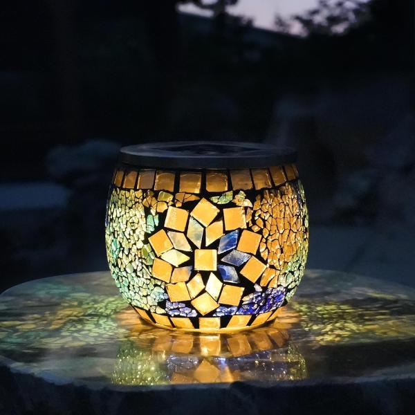 GWSOLARモザイクガラス ソーラーランタン 華やかブルー光り！ (型番： GW-DO105/WW...
