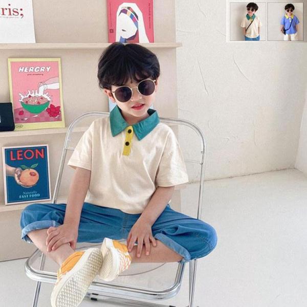 2点セット キッズ　ポロシャツ　poloシャツ 子供Tシャツ 男の子 合わせやすい 春夏　半袖　シャ...