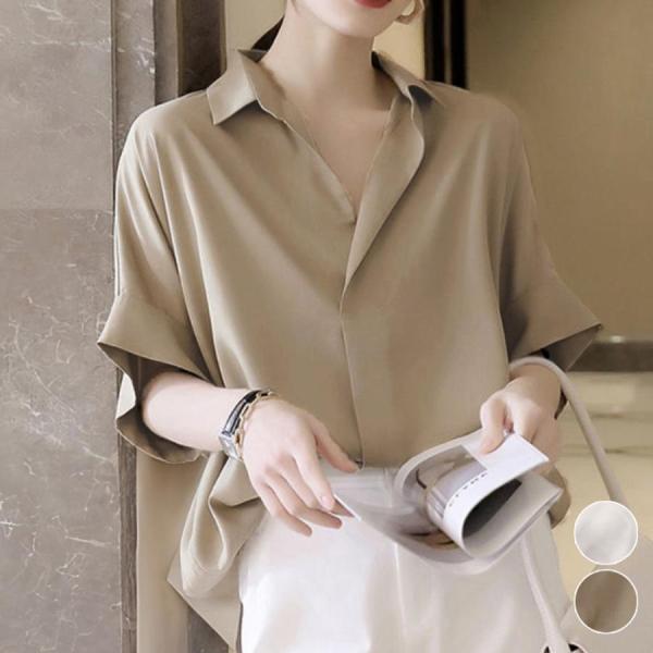 スキッパーシャツ シフォンシャツブラウス